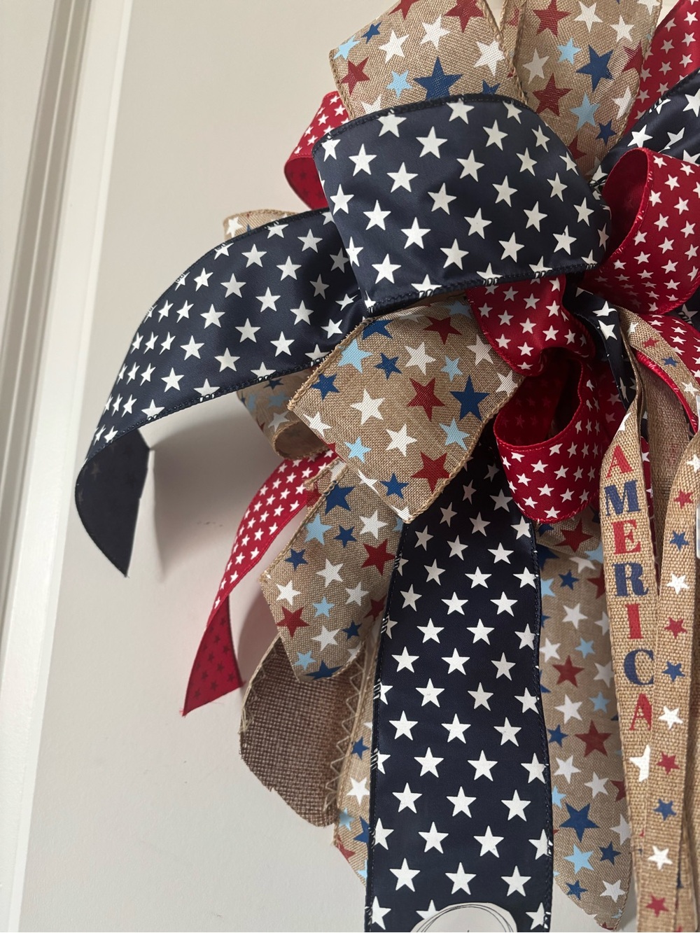 XL Patriotic Bow Red Bow Wt Blue Star Wreath DIY Accent 250 Birthday Final Sale - Picture 8 of 8
